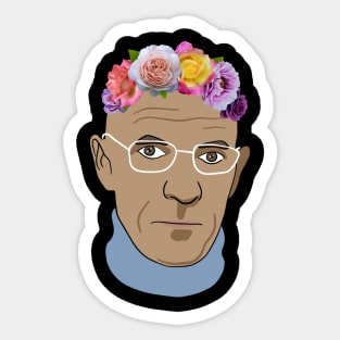 Michel Foucault - Portrait With Flower Crown Sticker